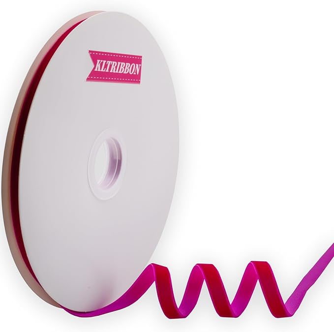 Nylon Single Face Velvet Ribbon,3/8 Inch X 25 Yards Spool (Shocking Pink)
