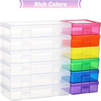 Plastic Storage Boxes & Organizers - Arts & Crafts Storage Boxes with Lids - 6 Medium Clear + 6 Small Color - Modern Style - 15.3"L x 12.5"W x 5.1"H - 18 Count