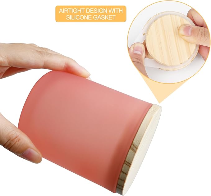 10 OZ Thick Candle Jars for Making Candles 15 Pcs, Empty Jars with Wood Lids for Candle Making, Sample Container, Frosted Pink