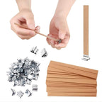 100Pcs Wood Wicks for Candles Making, 5.1x0.5x0.04inch Wood Candle Wicks Natural & Crackling Wooden Candle Wicks with Trimmer for DIY Craft