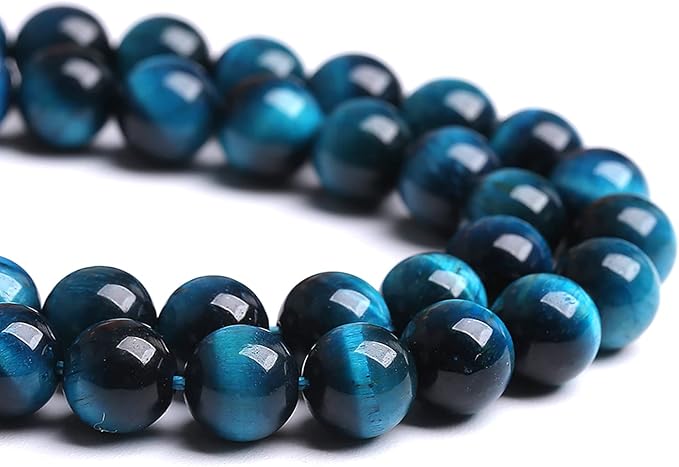 75PCS 10MM Blue Tiger Eye Beads Natural Stone Gemstone Spacer Loose Beads for Jewelry Making DIY Bracelet Semi Precious Beads 2 Strands