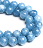 75PCS 10MM Blue Aquamarine Jade Loose Beads for Jewelry Making DIY Bracelet 2 Strands