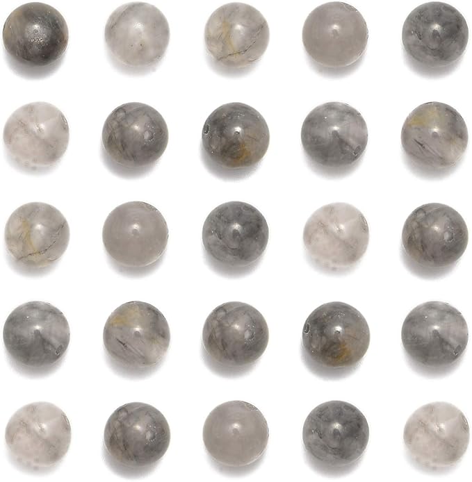 NCB 200pcs 4mm Loose Beads for Jewelry Making, Natural Semi Precious Beads Round Smooth Gemstones Spacer Beads Charms for Necklaces Bracelets (Cloudy Quartz Crystals, 4mm 200Beads)