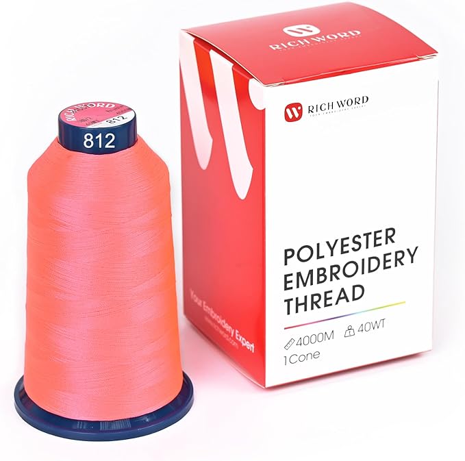 Richword Selected Pink Embroidery Thread 4000M(4374Y) 40WT Polyester Thread 100 Colors Selected for Commercial Multi Needles and Single Needle Embroidery Machine 0812