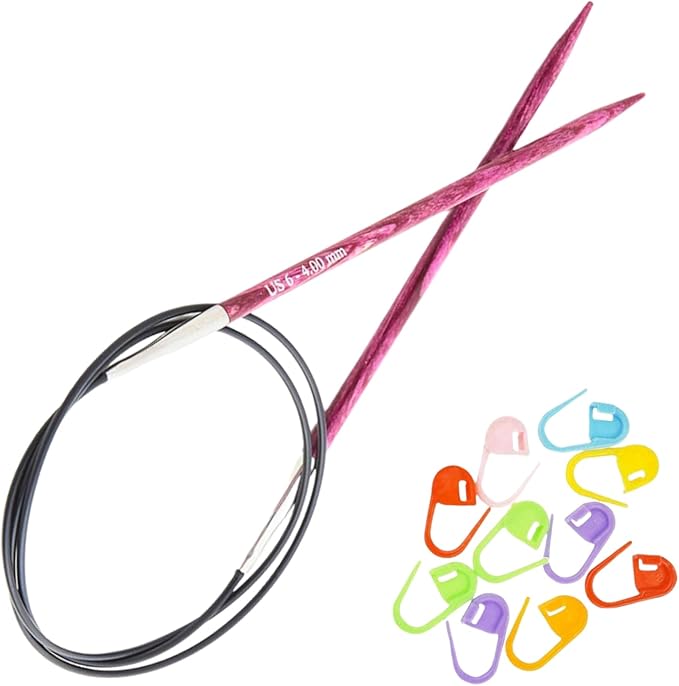 KnitPro Dreamz Circular Knitting Needles 47 inch, Size 6 (120cm, 4.00mm) with 10 Colorful Stitch Markers