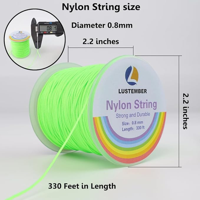 0.8mm Nylon String, Strong Bracelet String, Durable Nylon Cord for Jewelry Making, Bracelets, Beading, Necklaces, Rattail Braiding, Kumihimo, Wind Chimes, Blinds and Handicrafts