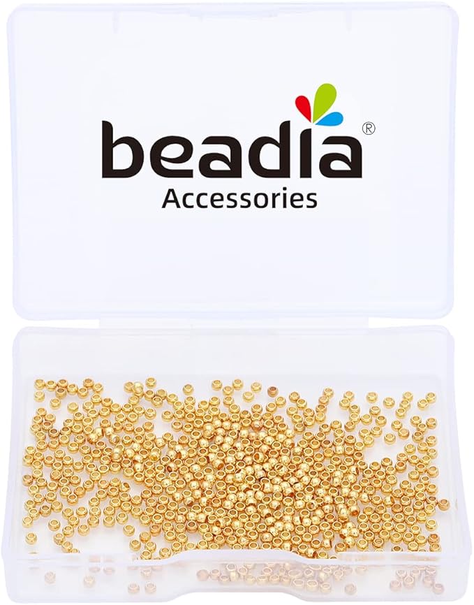 18K Gold Plated Round Spacer Beads 2mm 600pcs for Jewelry Making Findings Non Tarnish