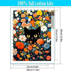 Lzyueyuan Cat Flower Stamped Cross Stitch Kits for Adults Beginner,Cross Stitch Ornament Kits Counted Embroidery Needlepoint Kits Home Decor 11.8X15.7 inch