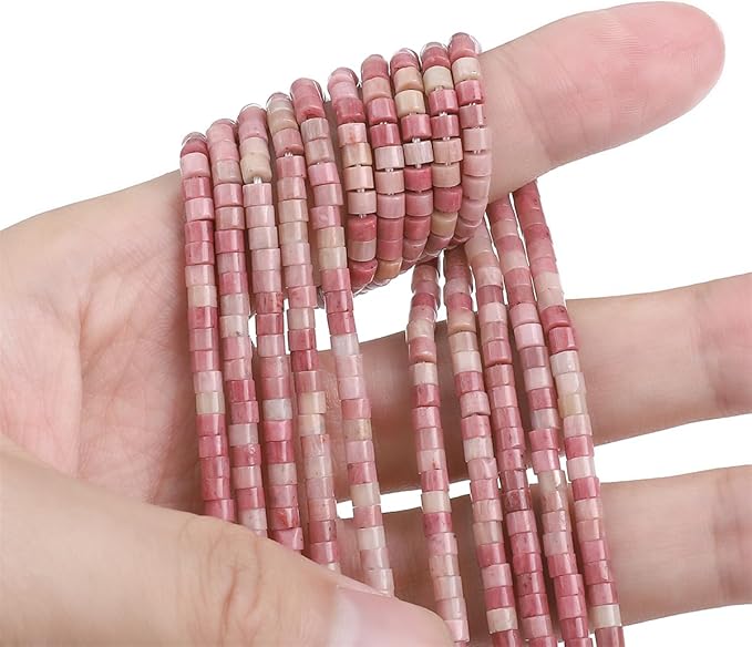 Natural Rhodochrosite Spacer Beads Caps Flat Round Loose Beads for Beading Jewelry Making 3mmx2mm 38cm