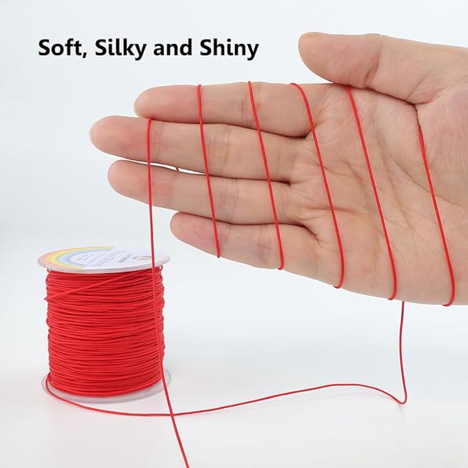 0.8mm Nylon String, Strong Bracelet String, Durable Nylon Cord for Jewelry Making, Bracelets, Beading, Necklaces, Rattail Braiding, Kumihimo, Wind Chimes, Blinds and Handicrafts