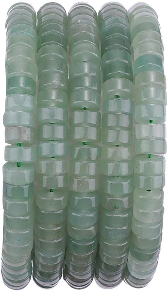 Natural Green Aventurine Spacer Beads Caps Loose Semi Gemstone for Beading Jewelry Making 6mmx3mm 38cm