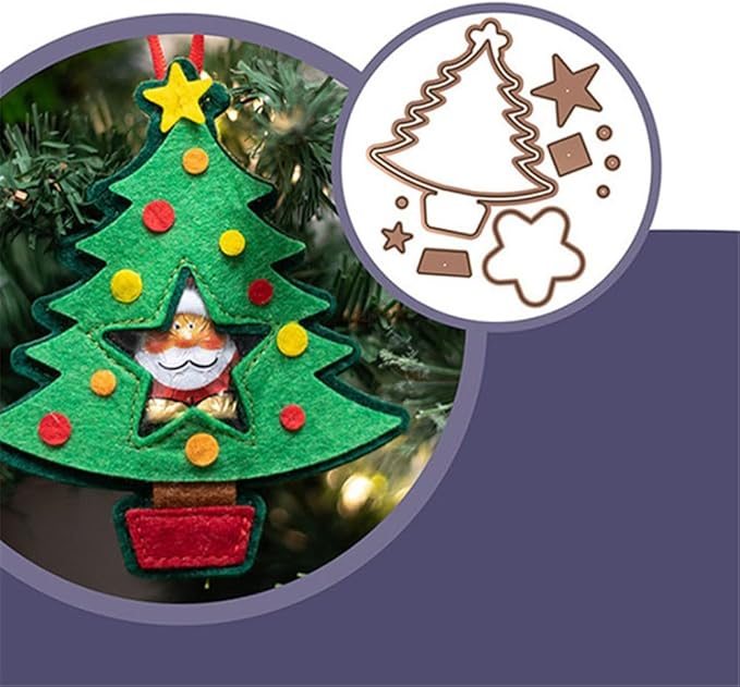 DzIxY Patchwork Christmas Tree Five Pointed Star Metal Cutting Dies for Card Making Kit Embossing Paper Die Cuts Set Scrapbook Stencils Supplies Machine Templates