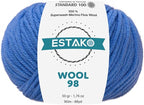 Estako Wool 98 100% Superwash Merino Wool Medium Worsted Weight Soft Knitting and Crochet Yarn 1.76 oz (50gr) 98 yds (90 m) (6387-Blue)