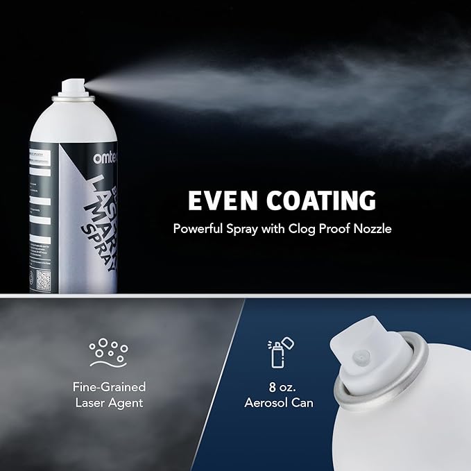OMTech Laser Marking Spray, Metal Laser Marking Fluid for CO2 Laser Engravers,4X 8oz Aerosol High Contrast Black Spray for Laser Engraving Metal, Laser Ink Agent for Aluminum Stainless Steel More