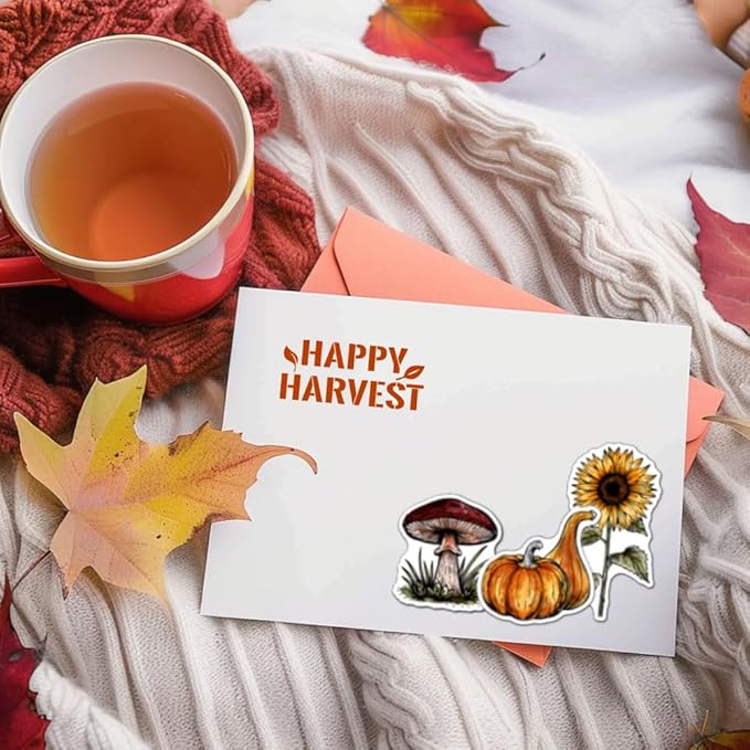 GLOBLELAND Autumn Plants Clear Stamps Pumpkin Sunflower Acorn Mushroom Silicone Clear Stamp Seals Wheat Ear Corn Transparent Stamps for DIY Scrapbooking Cards Making