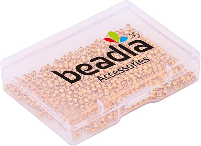 18K Gold Plated Round Spacer Beads 2.5mm 500pcs for Jewelry Making Findings Non Tarnish