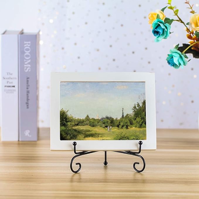 (4 pack)7"Iron Display Stand, Black Iron Easel Plate Display Photo Holder Stand, Displays Picture Frames, Cookbooks, Decorative Plates, Tablets and Art