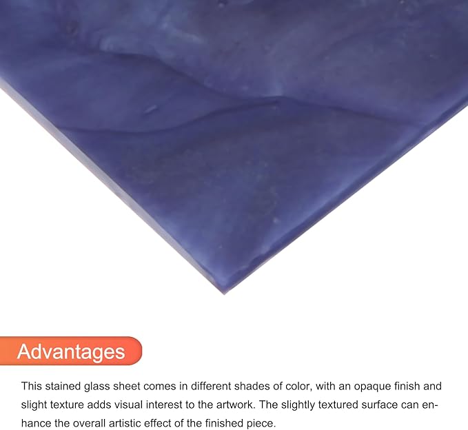 MECCANIXITY Stained Glass Sheet Mosaic Tile 3.9 Inch x 3.9 Inch Deep Blue Stained Glass Sheets for Crafts DIY, Art Project