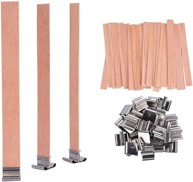 PXBBZDQ 200 PCS Wood Wicks for Candles Making 0.5" X 5.9" Crackling Wooden Candle Wick for Soy Candle Making,Long Woodwick 100 Sets