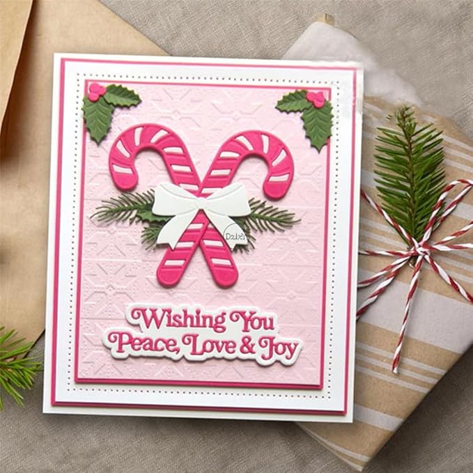 DzIxY Christmas Cane Leaf Metal Cutting Dies for Card Making Kit Embossing Paper Die Cuts Set Scrapbook Stencils Supplies Machine Templates