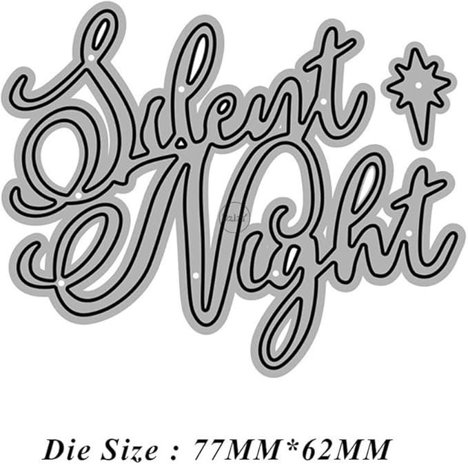 DzIxY Christmas Words Silent Night‌ Metal Cutting Dies for Card Making Kit Embossing Paper Die Cuts Set Scrapbook Stencils Supplies Machine Templates
