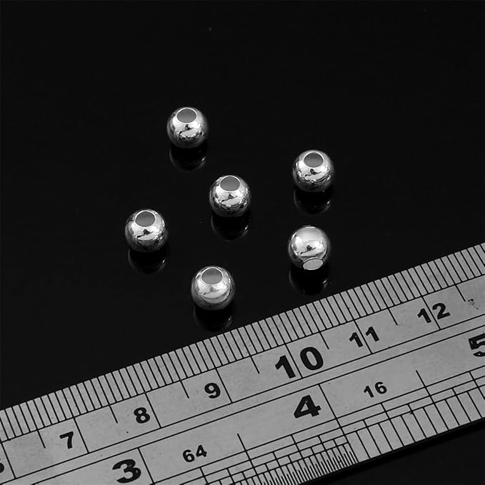 925 Sterling Silver Round Beads 6mm 6pcs for Jewelry Making Findings