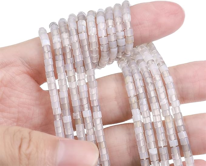 Natural Gray Agate Spacer Beads Caps Flat Round Loose Beads for Beading Jewelry Making 3mmx2mm 38cm