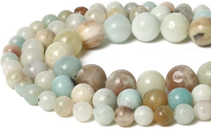 60pcs 6mm Natural Stone Beads Amazonite Beads Crystal Gemstone for Jewelry Making, DIY Bracelet Necklace