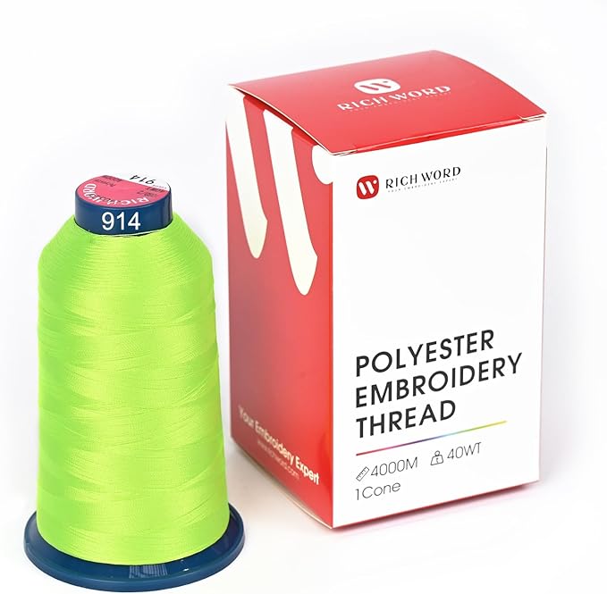 Richword Selected Green Embroidery Thread 4000M(4374Y) 40WT Polyester Thread 100 Colors Selected for Commercial Multi Needles and Single Needle Embroidery Machine 0914