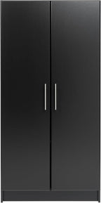 Prepac Elite Tall Garage Storage Cabinet & Pantry Storage Cupboard, 2-Door Freestanding Bathroom or Pantry Cabinet with Adjustable Shelves, 16" D x 32" W x 65" H, Black