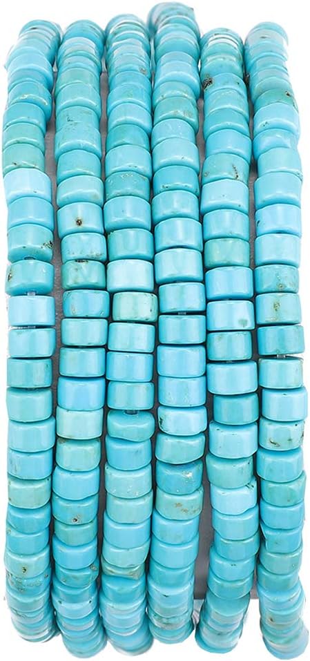 Natural Blue Turquoise Spacer Beads Caps Loose Semi Gemstone for Beading Jewelry Making 4mmx2mm 38cm