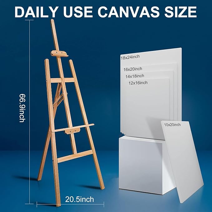 Stretched Canvases for Painting 16x20 Inch 5-Pack, 10 oz Triple Primed Acid-Free 100% Cotton Blank Canvas, Rectangular Canvas for Oil Paint Acrylics Pouring & Wet Art Media, Pour Painting