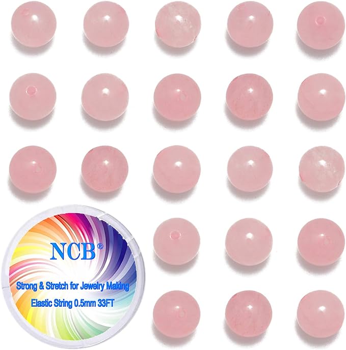 NCB 100pcs Original Natural Stone Beads Gemstone Round Loose Beads 6mm 8mm 10mm (Rose Quartz, 6mm 100Beads)