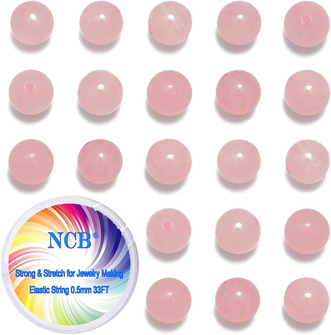 NCB 100pcs Original Natural Stone Beads Gemstone Round Loose Beads 6mm 8mm 10mm (Rose Quartz, 10mm 100Beads)