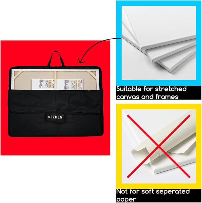 MEEDEN Soft Art Portfolio Bag: 32 x 42 Inch Black Art Canvas Portfolio Case - Waterproof 600D Oxford Carrying Storage Case for Artwork, Poster, Sketching, and Drawing