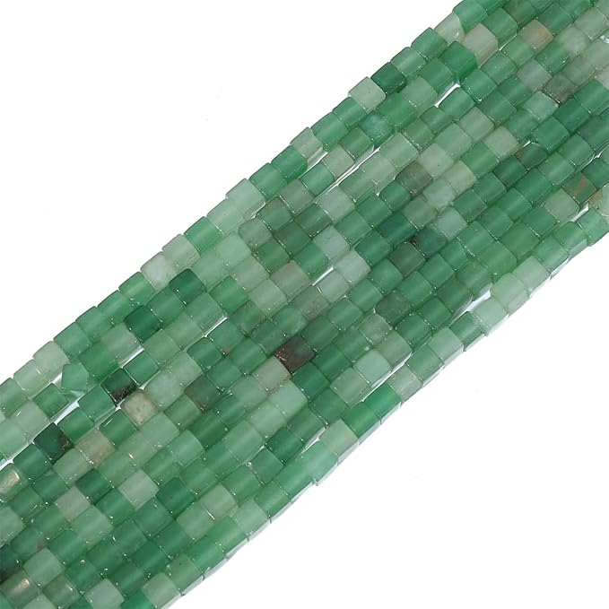 Natural Green Aventurine Square Stone Beads 4x4mm 85pcs Cube Loose Semi Gemstone Beads for Jewelry Making Design