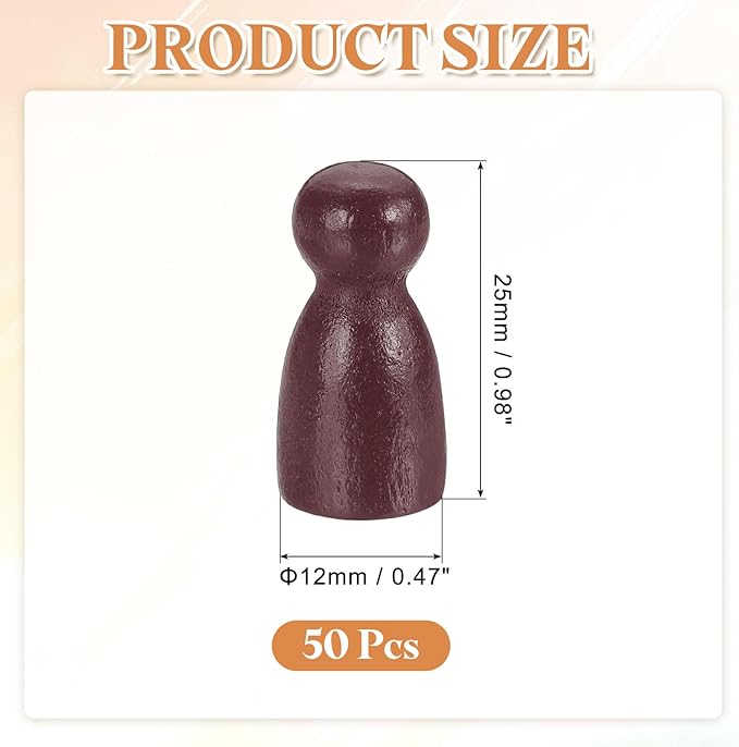 uxcell 50Pcs Wood Peg Dolls Unfinished, 1" x 1/2" Natural Wooden Blank Family Figures Peg Dolls Body for Painting, Decoration, Craft Art Projects, Dark Brown