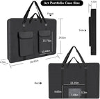 Hard Side Art Portfolio Case 24 X 36, Heavy Duty Art Carrying Bag With Metal Rigid Frame,Sturdy Fabric For Artwork,Photography,Canvas,Boards,Screen Monitors (Black)