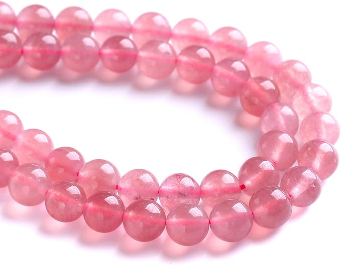 8MM 46PCS Natural Strawberry Quartz Crystal Jade Spacer Loose Beads for Jewelry Making DIY Bracelet Necklace