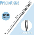 100 Pcs Size 100/16 Universal Leather&Jeans Sewing Machine Needles, Heavy Duty Machine Needles for Thickened Fabrics, Compatible with Home Sewing Machine