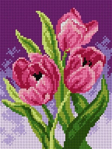 Wizardi Needlepoint Canvas for halfstitch Without Yarn Tulip 2596F Orchidea