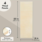 Bright Creations Unfinished Wood Panels for Painting & Crafts - 6 x 23 in, 0.84 in Thick, 4-Pack - Deep Cradle Boards & Long Wood Canvas Blank Wooden Signs for Wall Decor