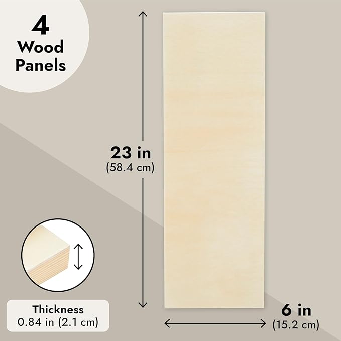 Bright Creations Unfinished Wood Panels for Painting & Crafts - 6 x 23 in, 0.84 in Thick, 4-Pack - Deep Cradle Boards & Long Wood Canvas Blank Wooden Signs for Wall Decor
