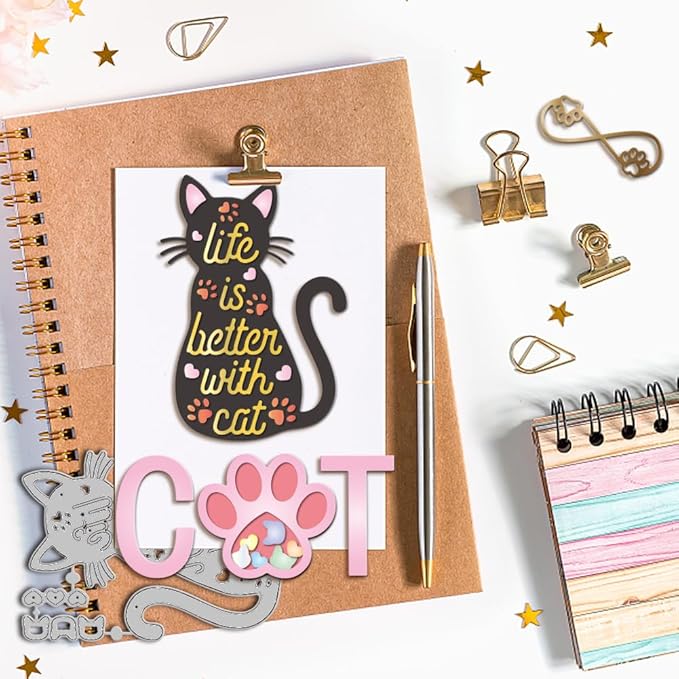 GLOBLELAND Cat and Dog Shaker Cutting Dies for Card Making Pet Paw Shaker Cut Die for DIY Scrapbooking Journal Embossing Paper Craft Decor