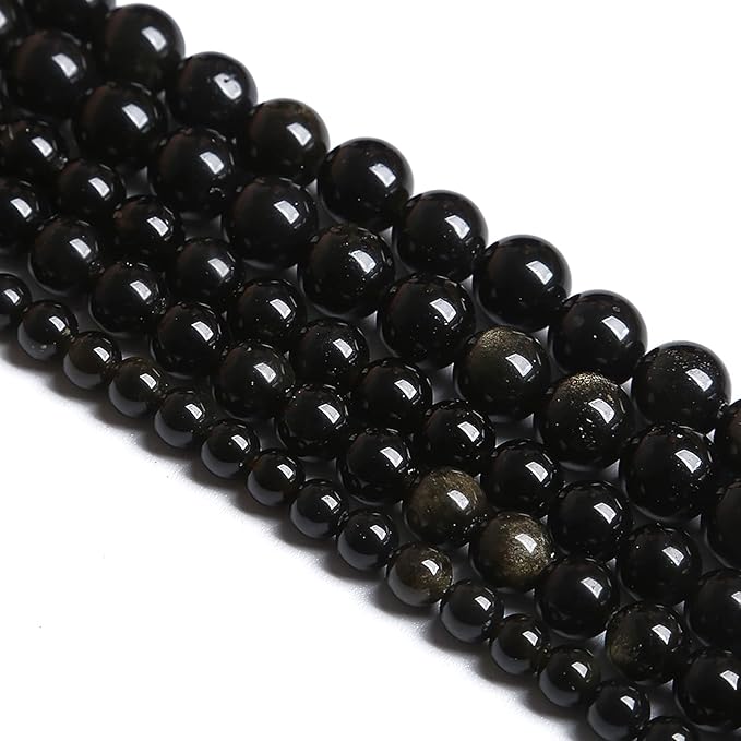 4MM 86PCS Natural Stone Golden Obsidian Loose Spacer Beads for Jewelry Making DIY Bracelet