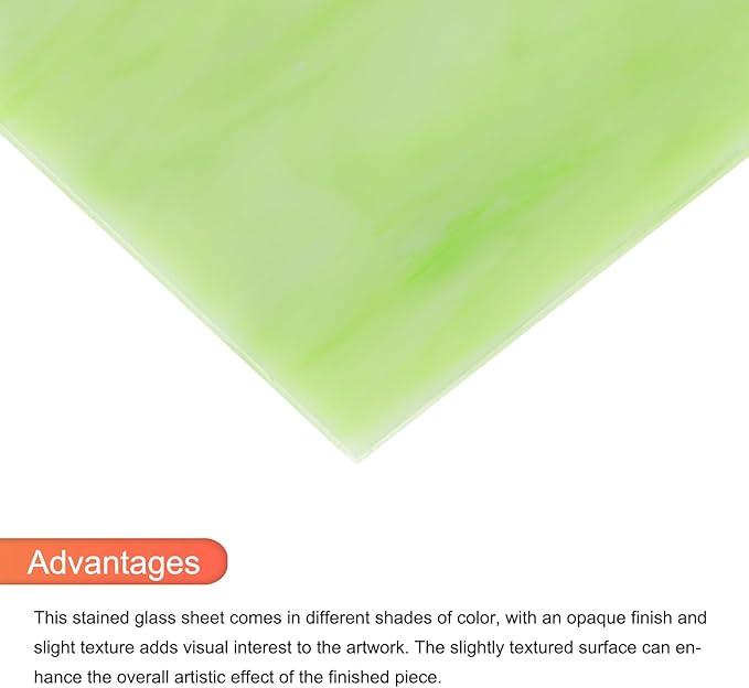 MECCANIXITY Stained Glass Sheet Mosaic Tile 7.9 Inch x 5.9 Inch Light Green Stained Glass Sheets for Crafts DIY, Art Project