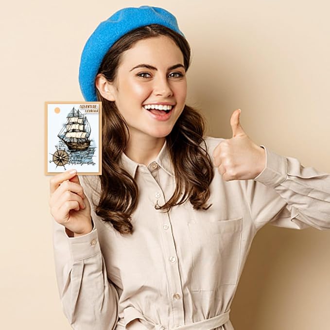 CHGCRAFT Vintage Sailboat Clear Stamps Compass Transparent Stamps Silicone Clear Stamp Seals for DIY Scrapbooking Photo Album Decoration, 4.3x6.3inch