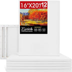 ESRICH Stretched Canvas for Painting 16x20 Inch, 12Pack Large Canvas for Painting, Primed Acid-Free Cotton Blank Canvases, Art Paint Canvases for Oil Paint,Watercolor,Acrylic Paint,Gouache and Tempera