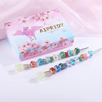 100 PCS Assorted European Beads with Copper Core Big Hole Glass Spacer No Copper Core Lampwork Colorful Beads Rhinestone Craft Beads for DIY Charm Bracelet Jewelry Making (Magnetic White Water Mark)