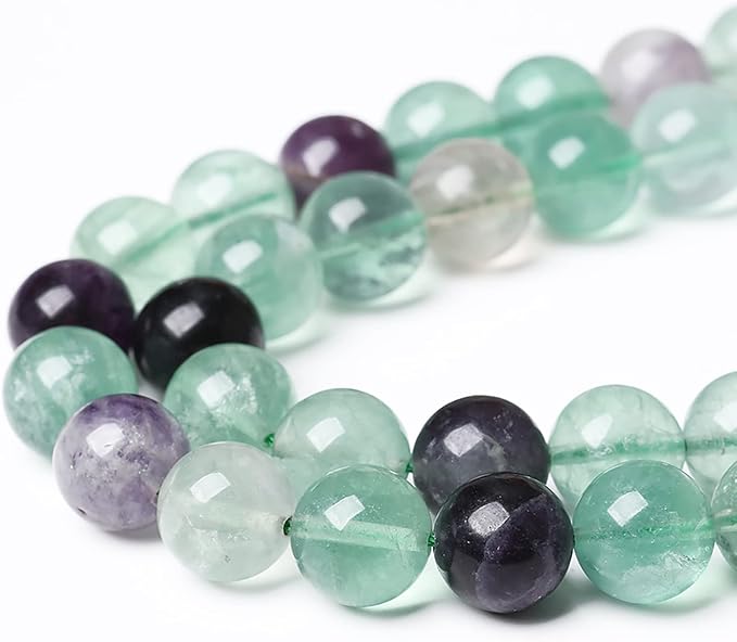 61pcs 6mm Natural Stone Beads Fluorite Gemstone Round Loose Beads for Jewelry Making DIY Bracelet Necklace 15"